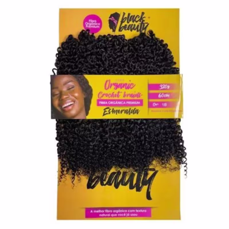 Aplique de Cabelo Black Beauty Organic Crochet Braids Esmeralda 1B, 320g.
