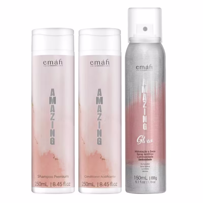 Kit Emáh Hair Care Amazing Trio Glow, 3 produtos.
