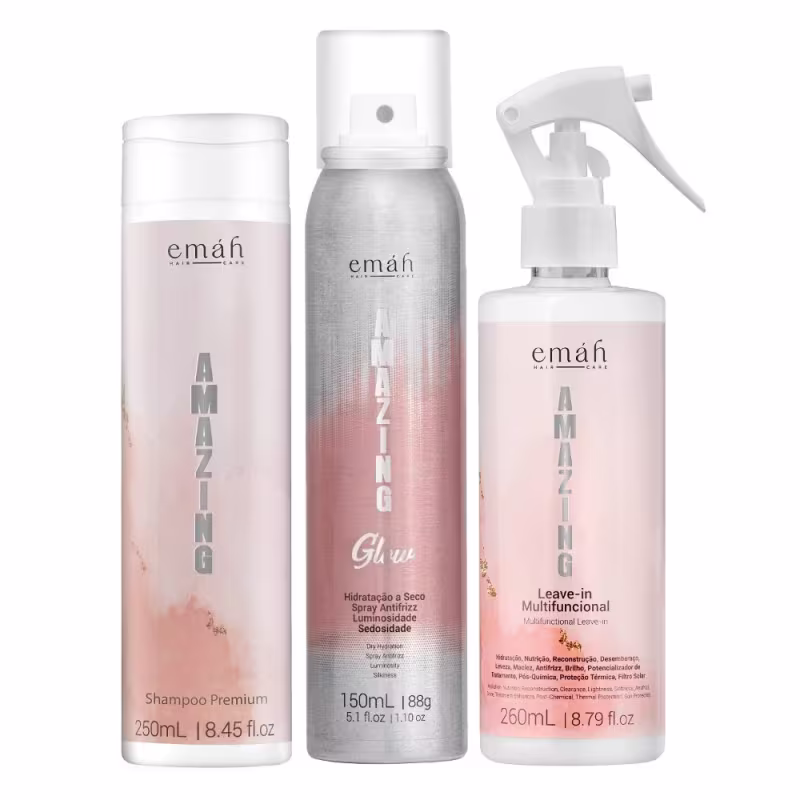 Kit Emáh Hair Care Amazing Glow Tripla Ação, 3 produtos.