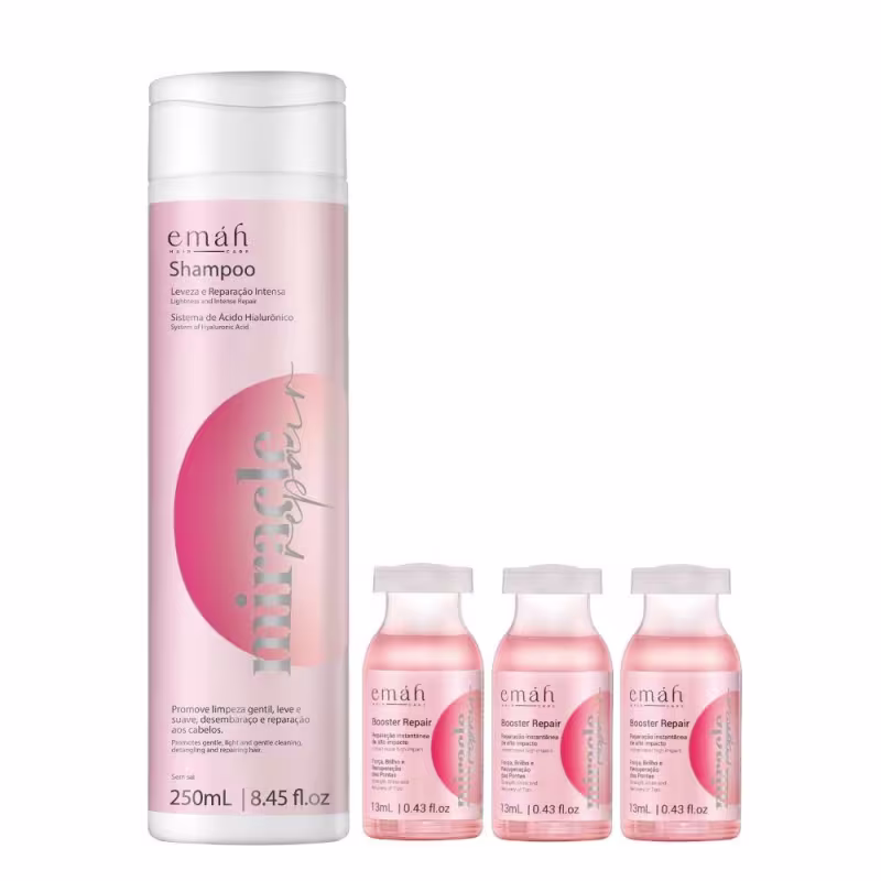 Kit Emáh Hair Care Miracle Repair Quarteto Boost, 4 produtos.