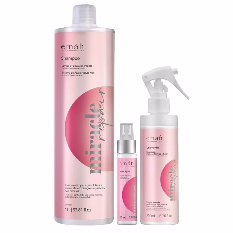 Kit Emáh Hair Care Miracle Repair Trio Power, 3 produtos.