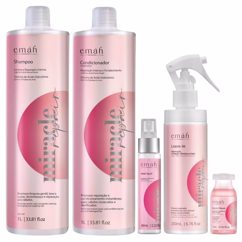 Kit Emáh Hair Care Miracle Repair Quinteto Salon, 5 produtos.