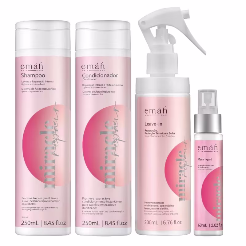 Kit Emáh Hair Care Miracle Repair Four, 4 produtos.