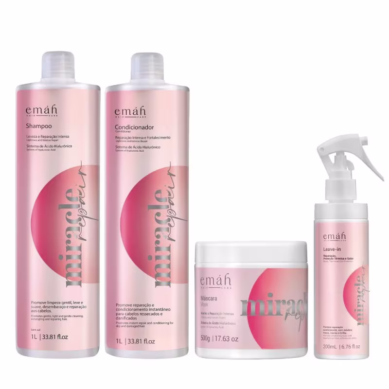 Kit Emáh Hair Care Miracle Repair Four Intense Salon, 4 produtos.