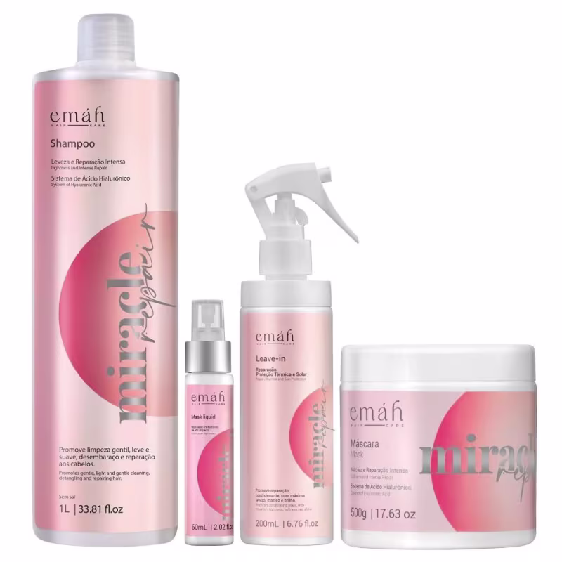 Kit Emáh Hair Care Miracle Repair Four Salon, 4 produtos.