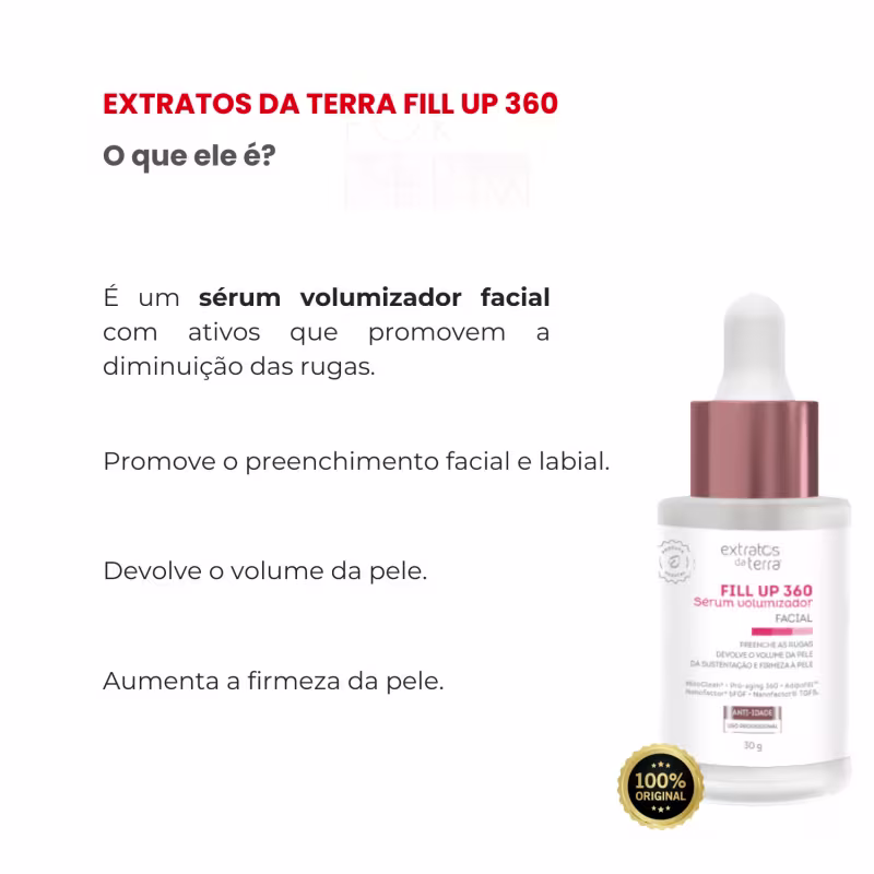 Extratos da Terra Fill Up 360  Sérum Volumizador Facial  30g