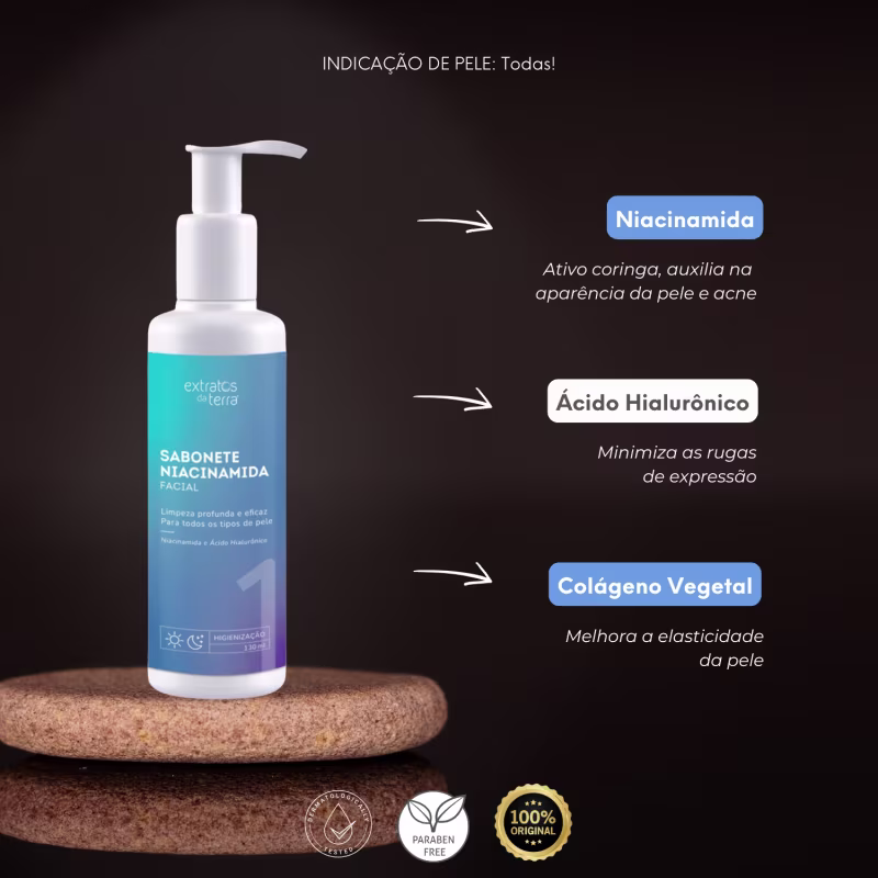 Extratos da Terra Sabonete Facial Niacinamida Limpeza 130ml