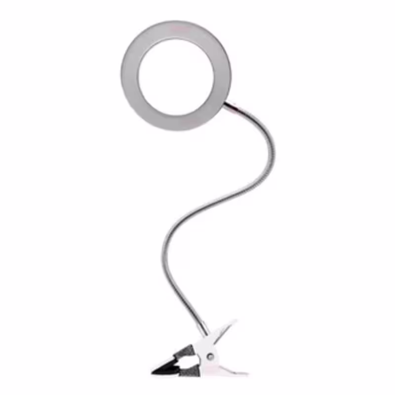 DAFU - Luminária Led Articulada & Flexível Prata - 2 Níveis de Luz com Garra de Mesa USB