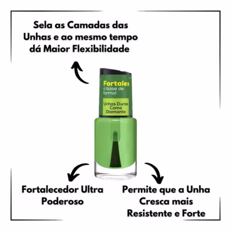 Base para Unhas Cora Brasil Fortalex À Base de Formol, 10ml.