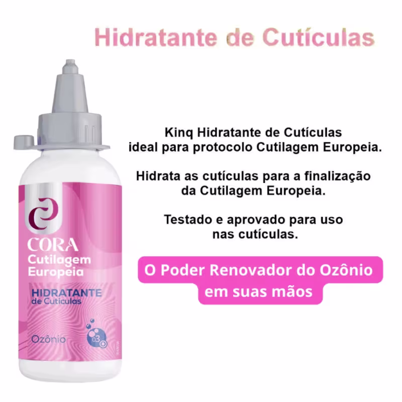 CORA - Kit Cutilagem Europeia Ozônio com Removedor + Esfoliante + Hidratante de Cutículas - 100ml