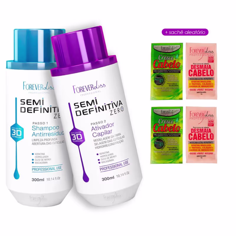 Kit Semi Definitiva Forever Liss Alisa Muito! 300ml +4 Sachês