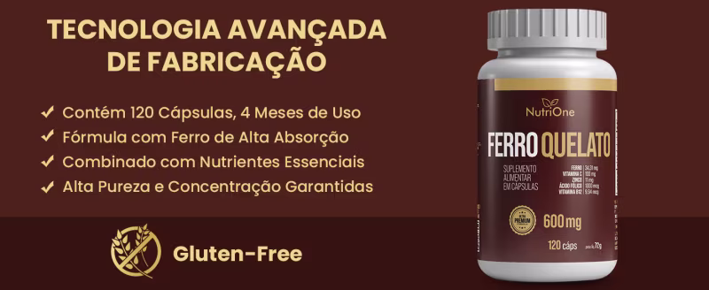 Fórmula Premium Ferro Quelato + 4 Ativos Concentrados 120 Cápsulas - Nutrione