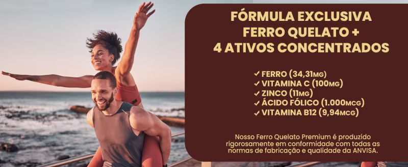 Fórmula Premium Ferro Quelato + 4 Ativos Concentrados 120 Cápsulas - Nutrione