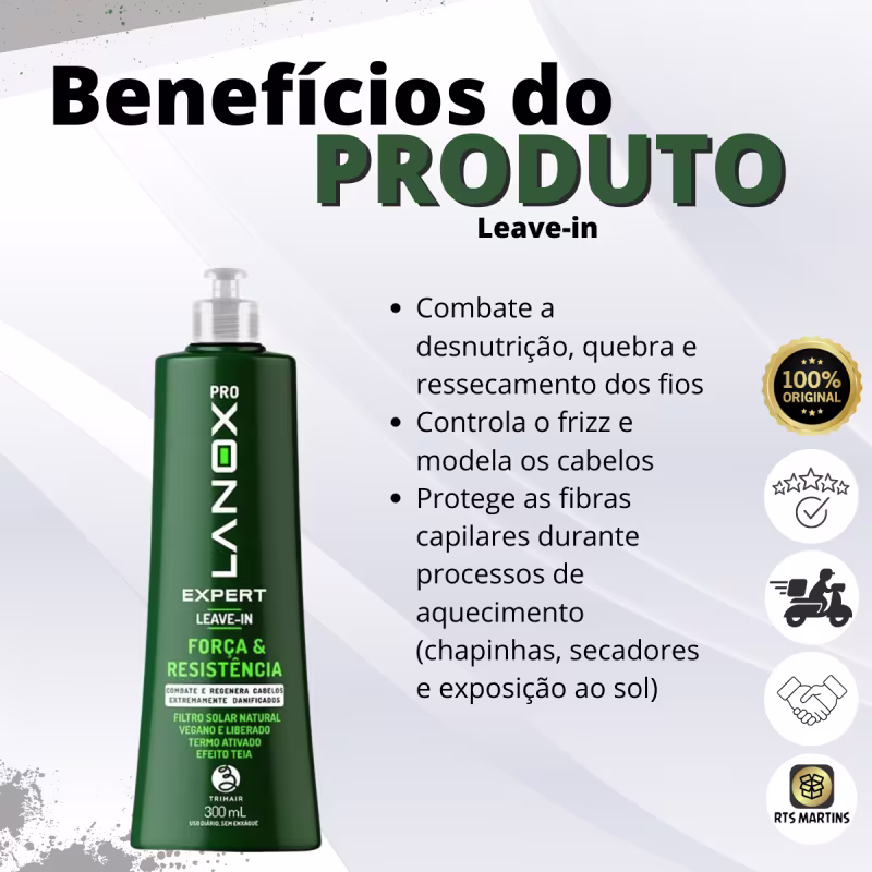 Kit Shampoo + Cond + Leave-in Força e Resistência Lanox Pro