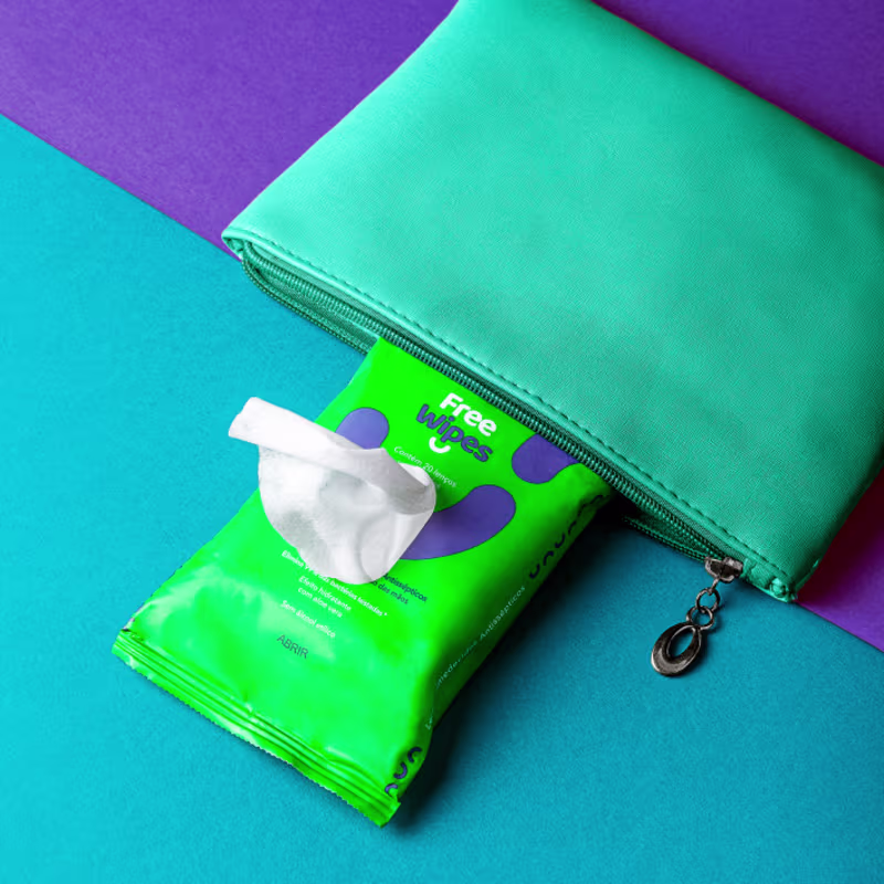 Lenços Umedecidos Antissépticos Free Wipes, 20 unidades.