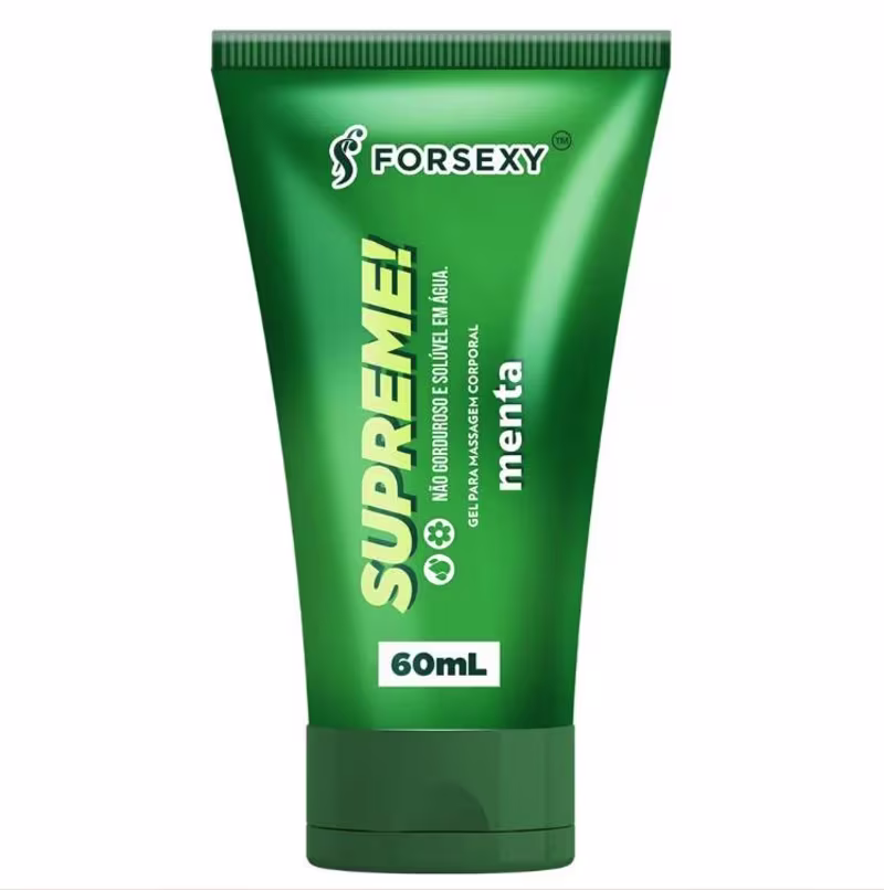 Gel Lubrificante Aromático For Sexy Supreme! Menta 60ml, com tubo verde e letras em branco
