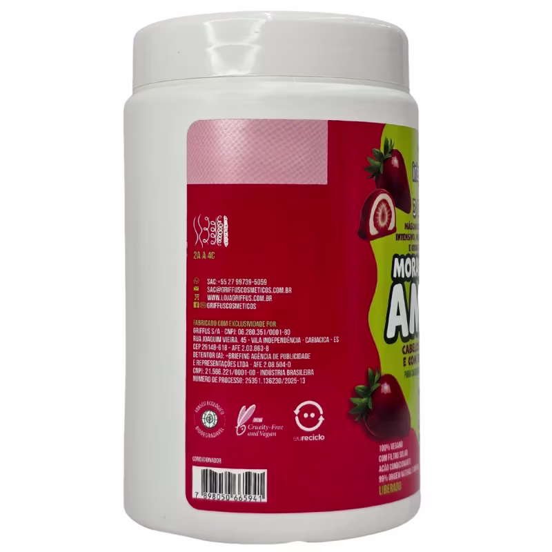 Griffus Intense Tratamento Capilar 3 em 1 Morango do Amor Cabelos Reparados e Brilho Extra 1Kg