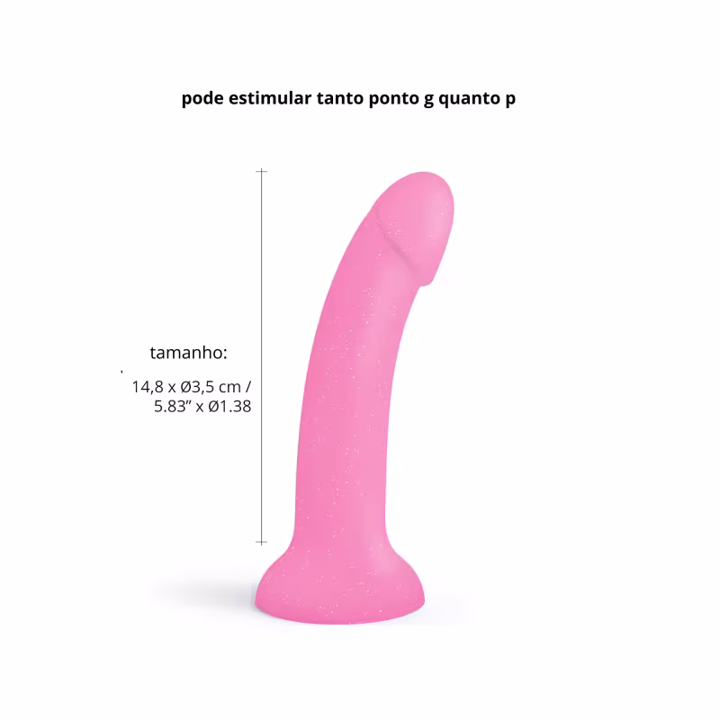Dildo em Silicone Glitzy Dildolls LoveToLove 14cm x 3,6cm 250g com Base p/ Grudar ou Cinta Harness Dildo em Silicone