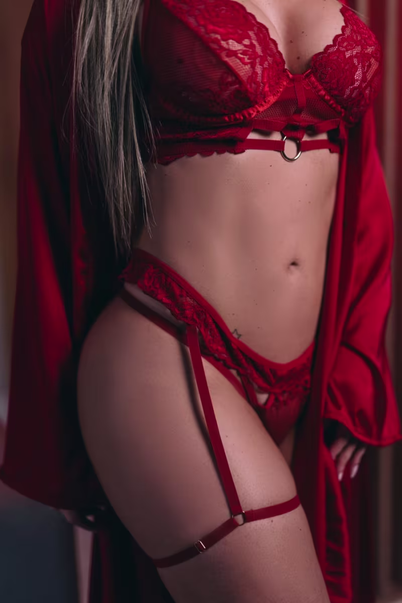 Conjunto sexy Vermelho goza dentro cropped em renda sem bojo Tamanho M