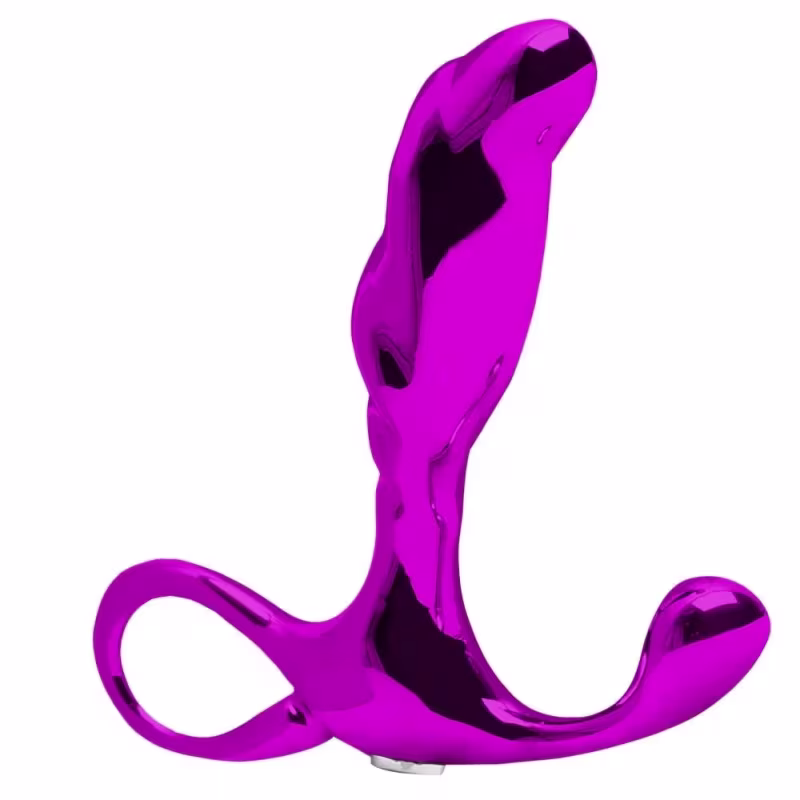 Hard - Massageador de próstata em metal com formato ergonômico e alça de segurança - 6,5 x 1,9 cm Rosa