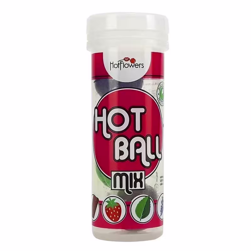 A imagem mostra o Óleo Beijável Hot Ball Mix da marca Hot Flowers.