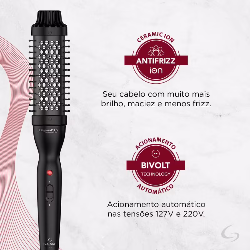 Escova Térmica Modeladora 2 Em 1 Eleganza Plus - Bivolt