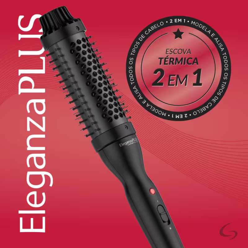 Escova Térmica Modeladora 2 Em 1 Eleganza Plus - Bivolt