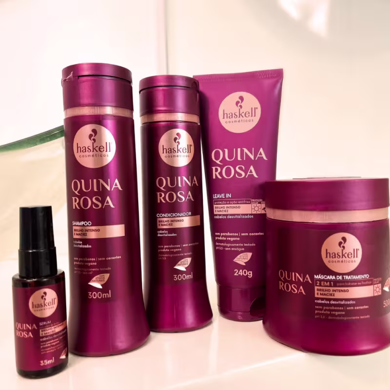 Kit Quina Rosa Haskell Shampoo, Condicionador e Máscara + Leave in 240g