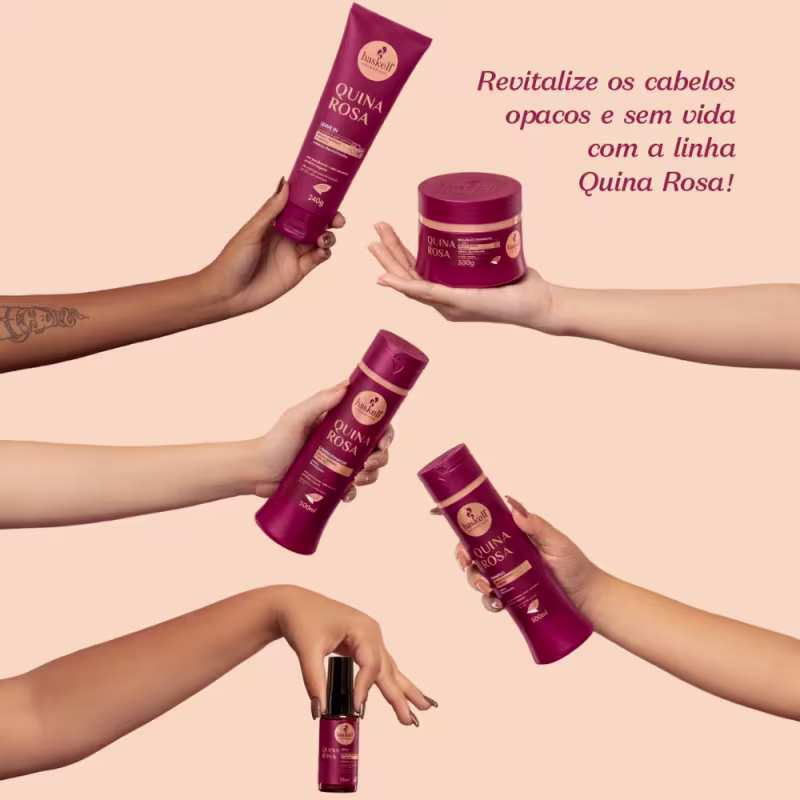 Kit Quina Rosa Haskell Shampoo, Condicionador e Máscara + Leave in 240g