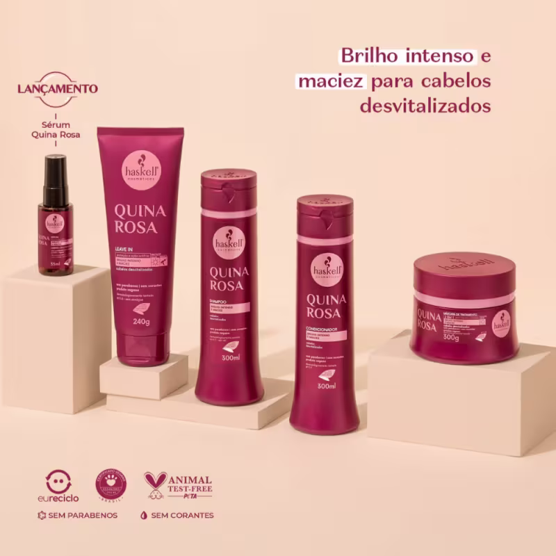 Kit Quina Rosa Haskell Shampoo, Condicionador e Máscara + Leave in 240g