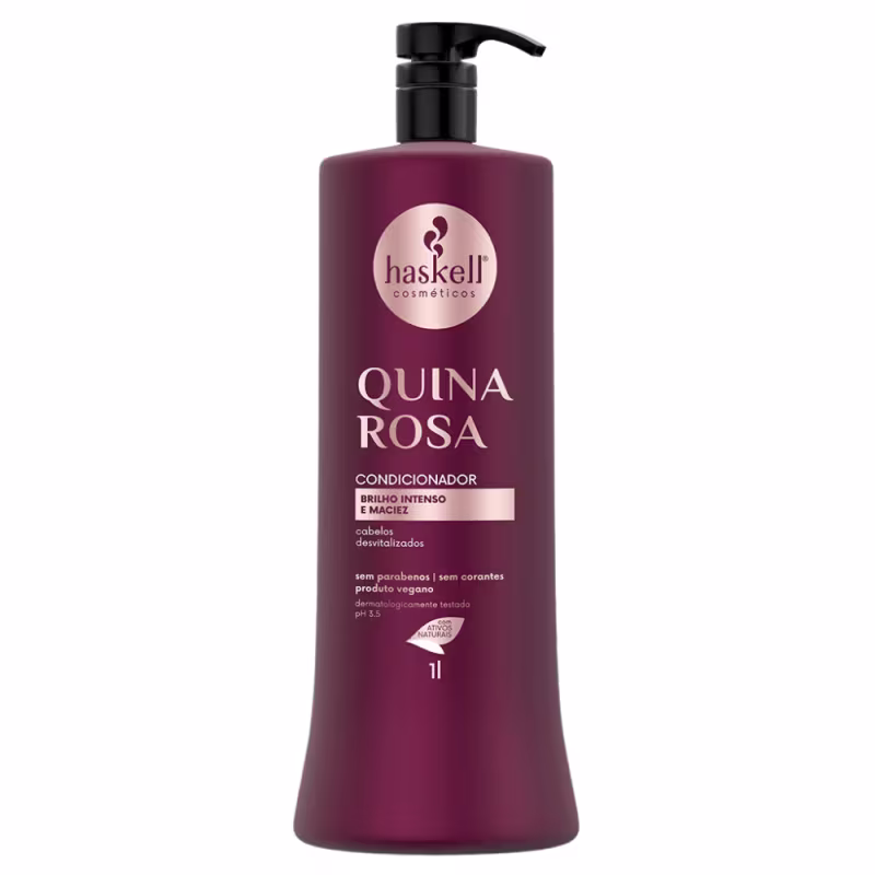 Kit Haskell Quina Rosa Shampoo, Condicionador e Mascara 1L + Leave In