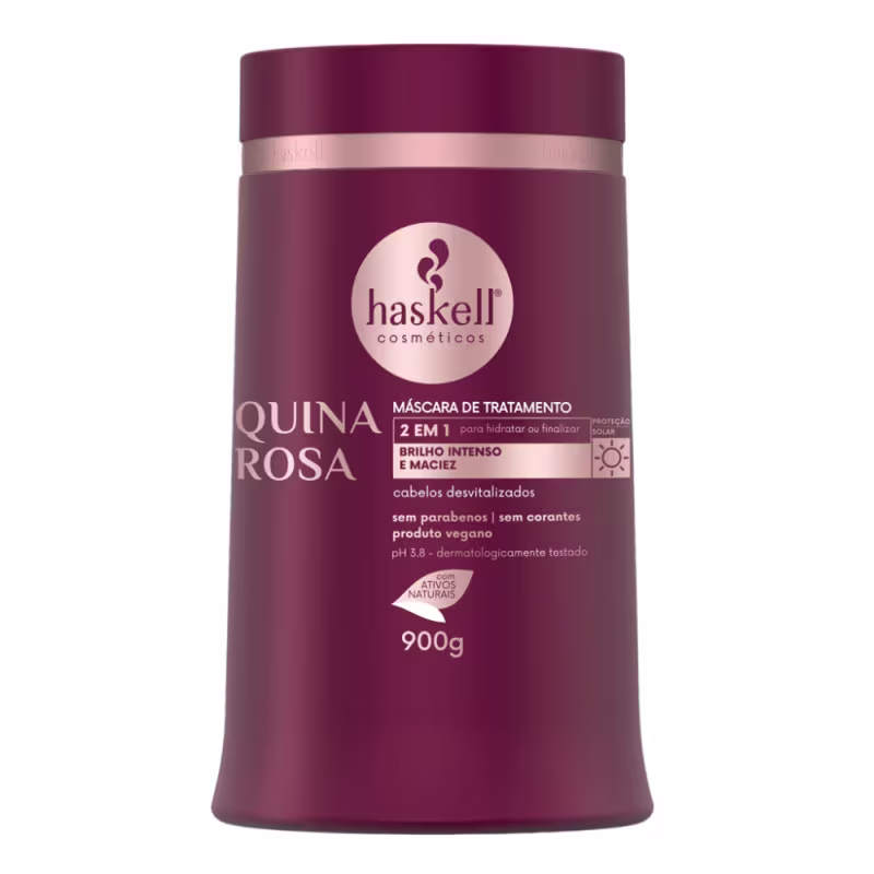 Kit Haskell Quina Rosa Shampoo, Condicionador e Mascara 1L + Leave In