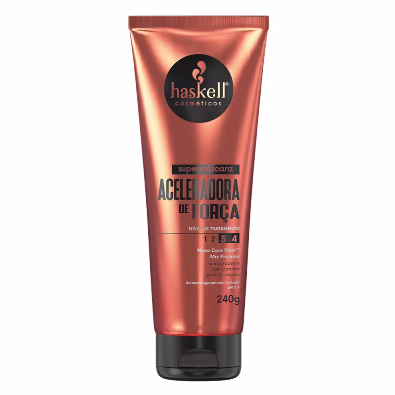 Kit Supermáscaras Haskell Acidificante Redutor de pH, Brilho Espelhado e Aceleradora de Força 240g