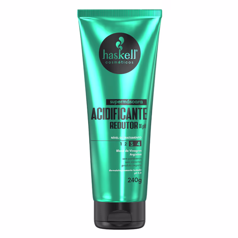 Kit Supermáscaras Haskell Acidificante Redutor de pH, Brilho Espelhado e Disciplinante Antifrizz 240g