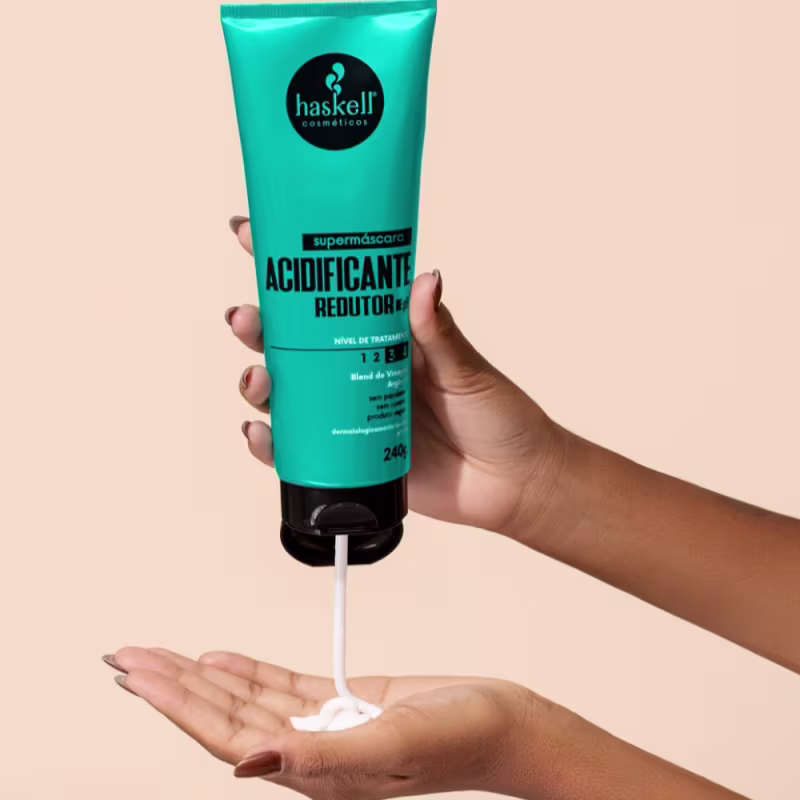 Kit Supermáscaras Haskell Acidificante Redutor de pH, Brilho Espelhado e Disciplinante Antifrizz 240g
