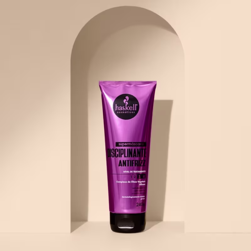 Kit Supermáscaras Haskell Acidificante Redutor de pH, Brilho Espelhado e Disciplinante Antifrizz 240g