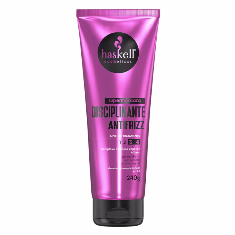 Kit Supermáscaras Haskell Acidificante Redutor de pH, Brilho Espelhado e Disciplinante Antifrizz 240g