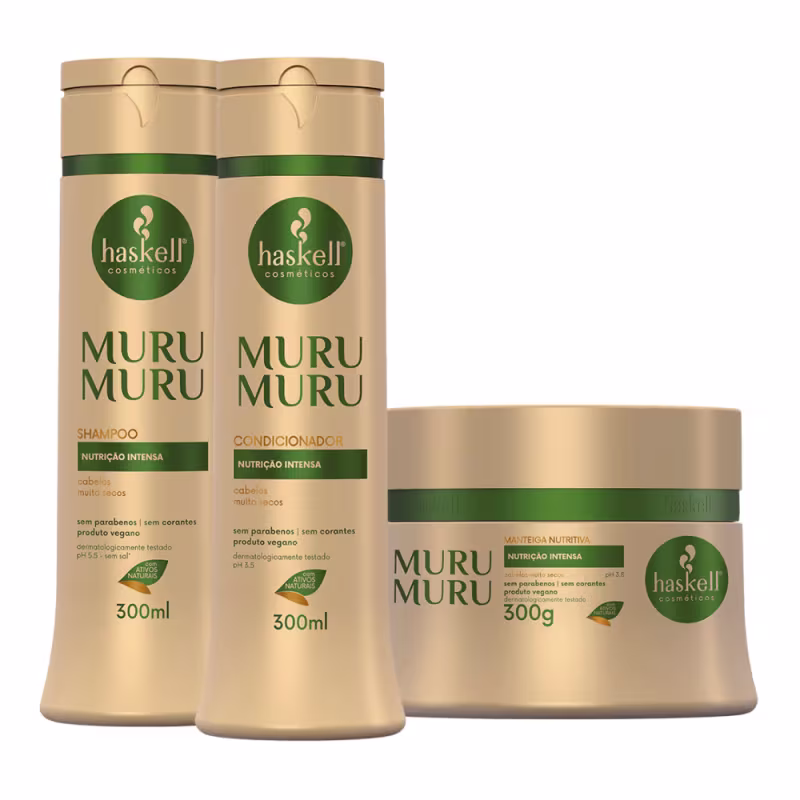 Kit Haskell Murumuru Shampoo, Condicionador e Manteiga Nutritiva 300ml/g