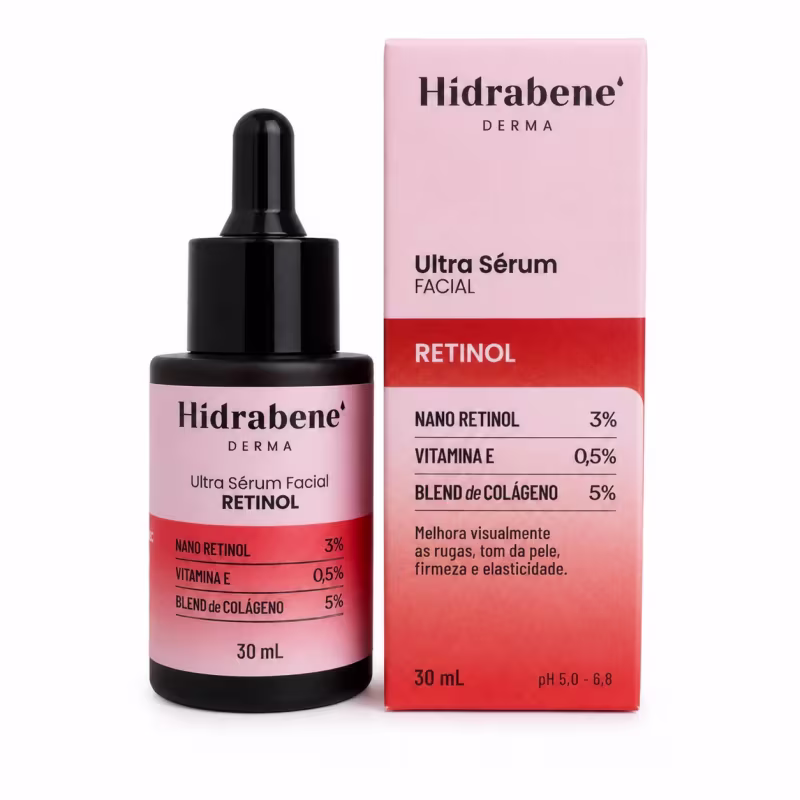 Ultra Sérum Facial Retinol Hidrabene 30ml Renovação Celular Firmeza e Elasticidade da Pele