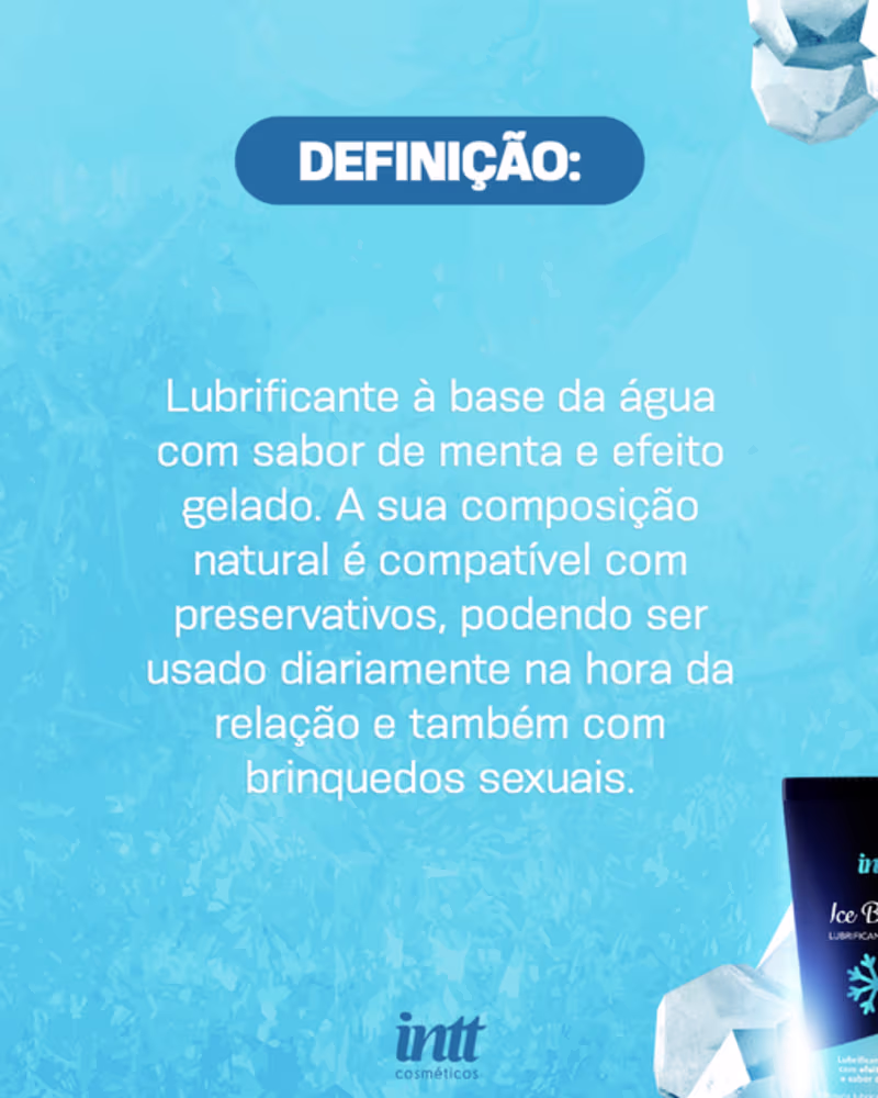 Gel Lubrificante Ice Black Menta 50ml Intt À Base d'Água Gela e Aquece - 2un