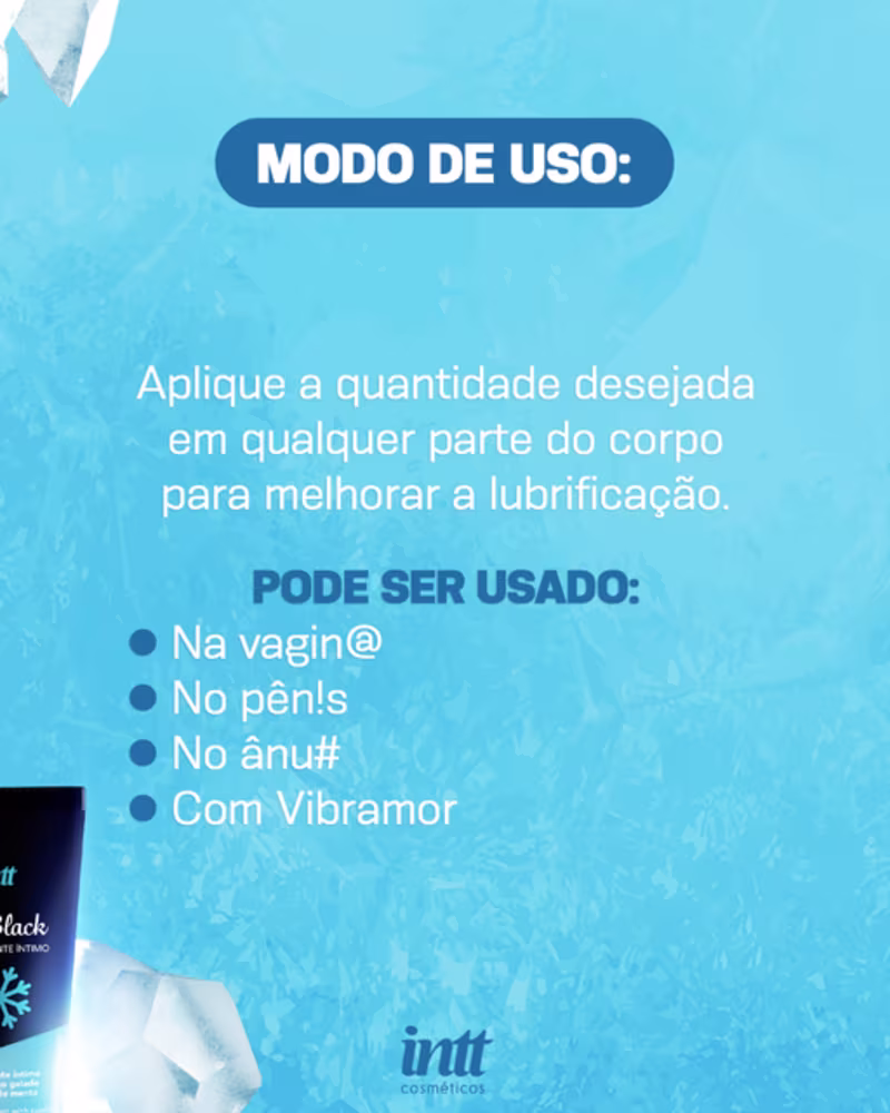 Gel Lubrificante Ice Black Menta 50ml Intt À Base d'Água Gela e Aquece - 2un