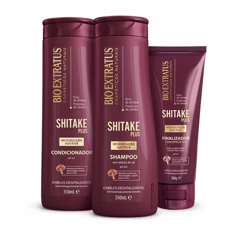 Kit Bio Extratus Shitake Plus Shampoo Condicionador Finalizador