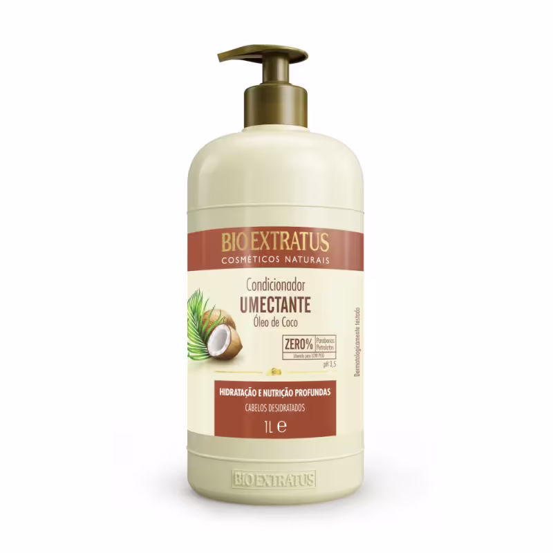 Kit Bio Extratus Umectante Óleo de Coco Shampoo Condicionador 1Litro Finalizador 500