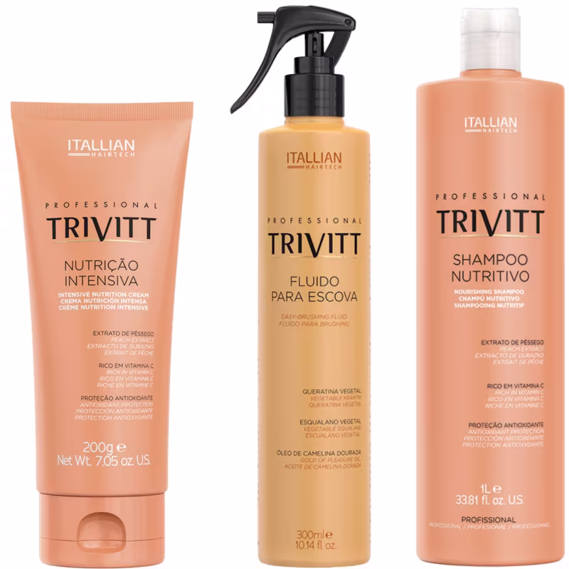 Trivitt - Kit Fluido para Escova 300ml com Nutrição Intensiva 200g e Shampoo Nutritivo 1L