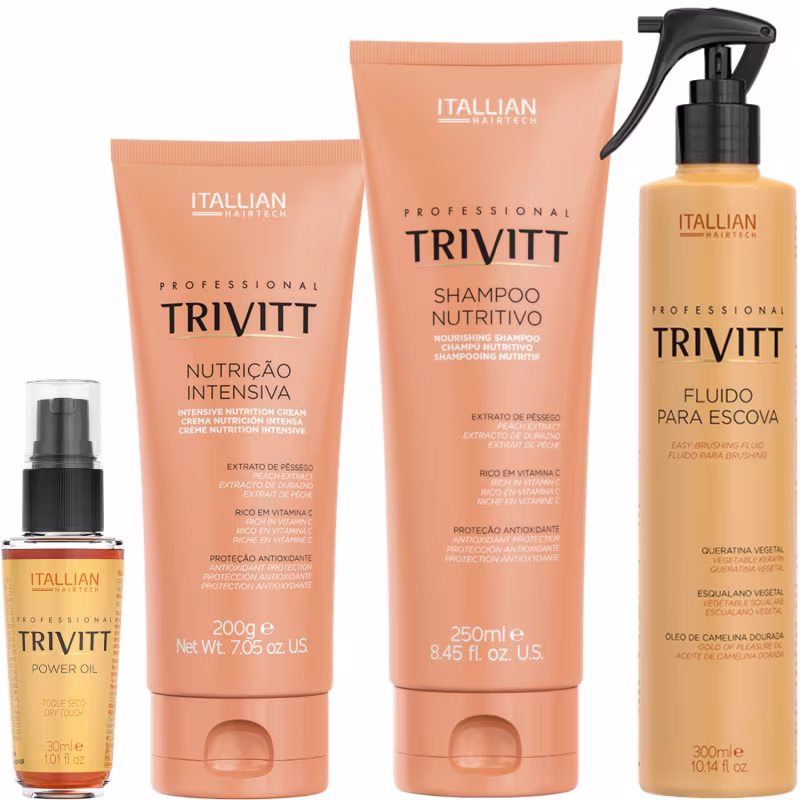 Trivitt - Kit Home Care Nutrição com Shampoo e Creme, Fluido para Escova e Power Oil 30ml