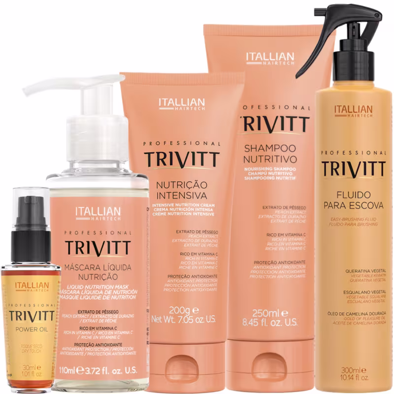 Trivitt Kit Home Care Nutrição, Máscara Liquida Nutrição, Fluido para Escova e Power Oil