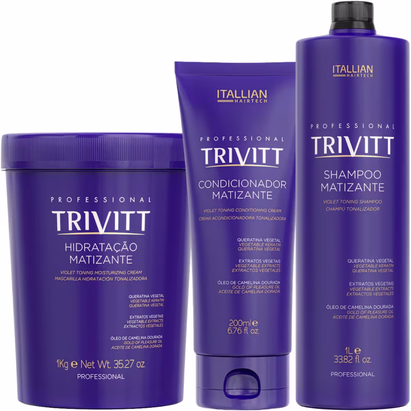 Trivitt Kit Matizante Condicionador 200ml com Hidratação Intensiva 1Kg e Shampoo 1 Litro