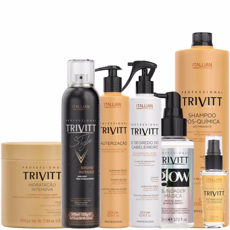 Trivitt: Glow, Brilho Intenso, Cauterização, Hidratação 500g, O Segredo, Reparador e Shampoo 1L