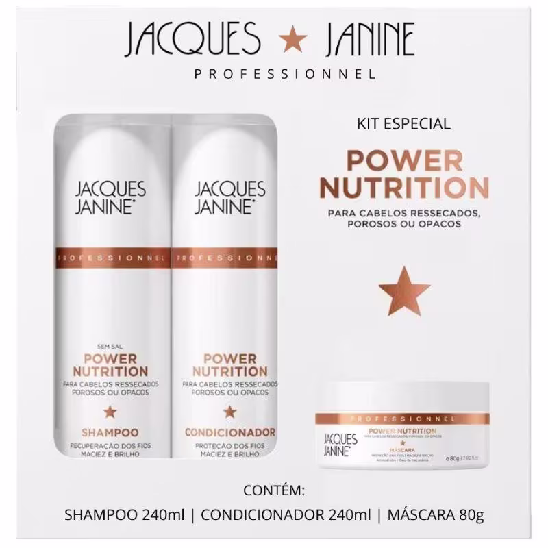 Kit Power Nutrition ( Shampoo 240ml + Condicionador 240ml + Máscara 80g ) - Jacques Janine