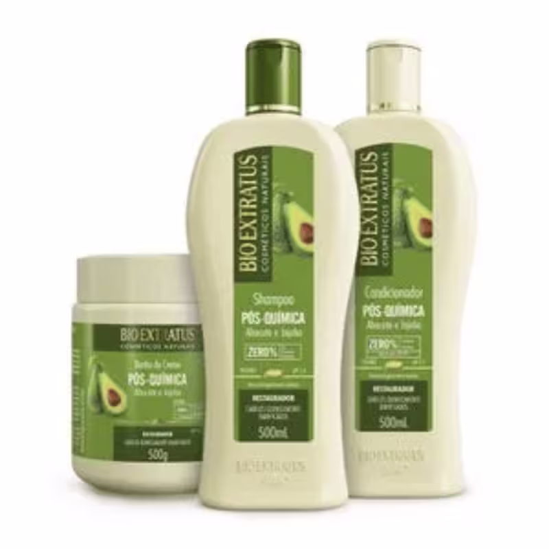 Kit Pós Química Shampoo Cond Máscara 3x500ml - Bio Extratus